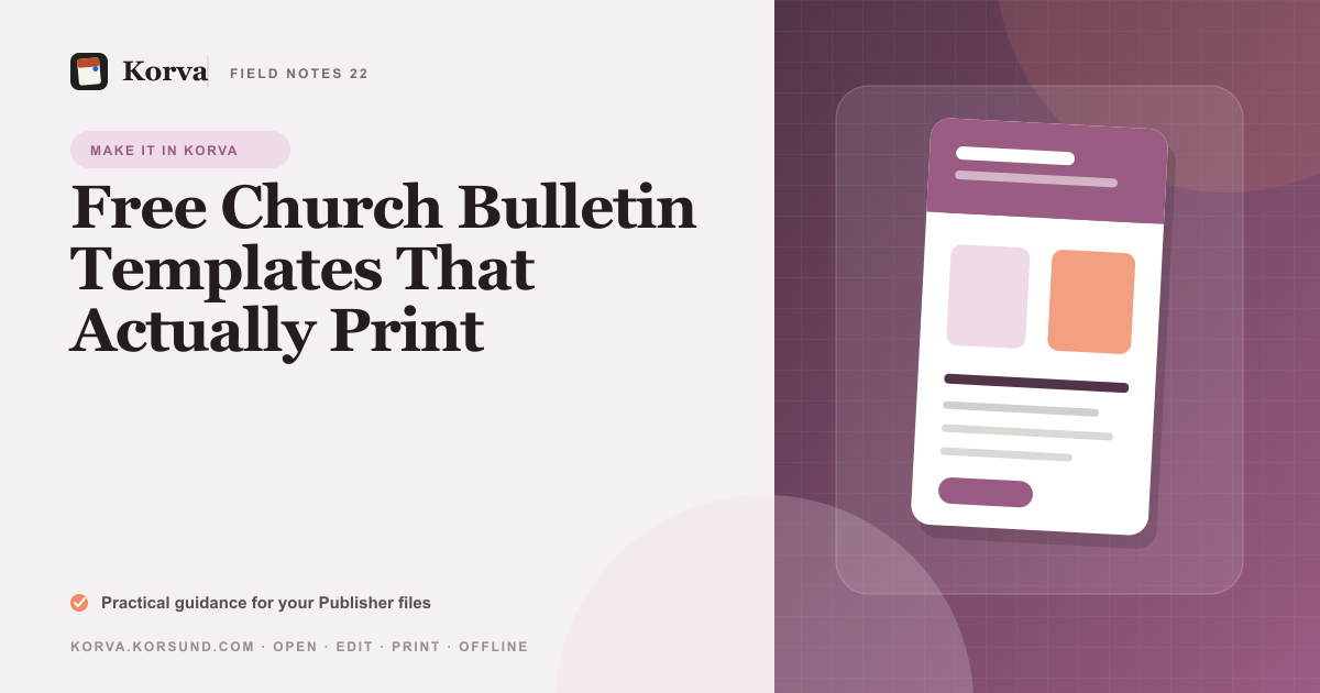 A stack of folded Sunday church bulletins beside a paper trimmer and a printed order of service
